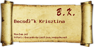 Becsák Krisztina névjegykártya